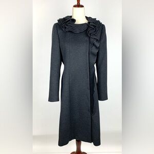 Elie Tahari Ruffle Collar Wool Coat